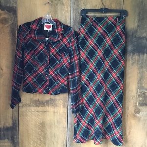 NWT Holiday Plaid Skirt Set